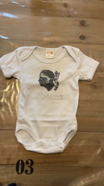 Body corse 0/6 mois blanc avec strass