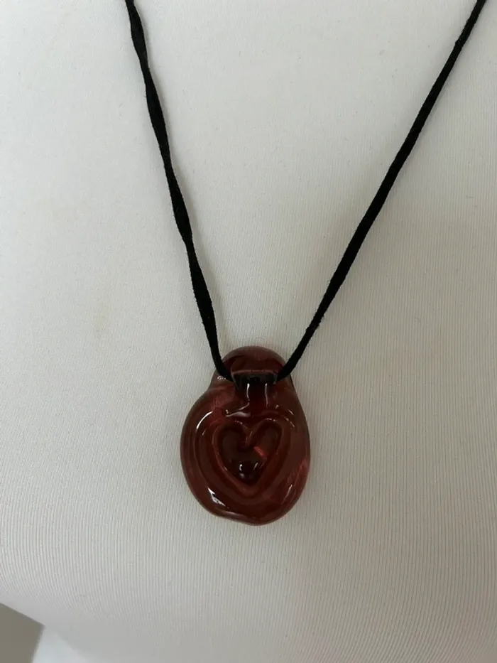 Collier cordon noir avec pendentif verre de Murano - photo numéro 2