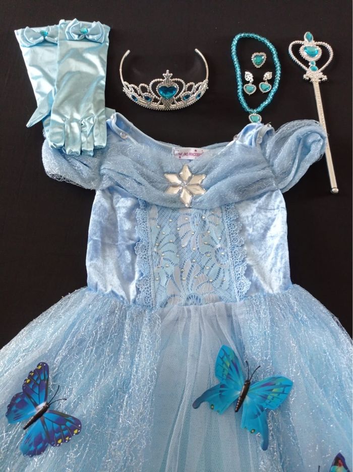 Déguisement robe princesse bleu papillon 6ans - photo numéro 5