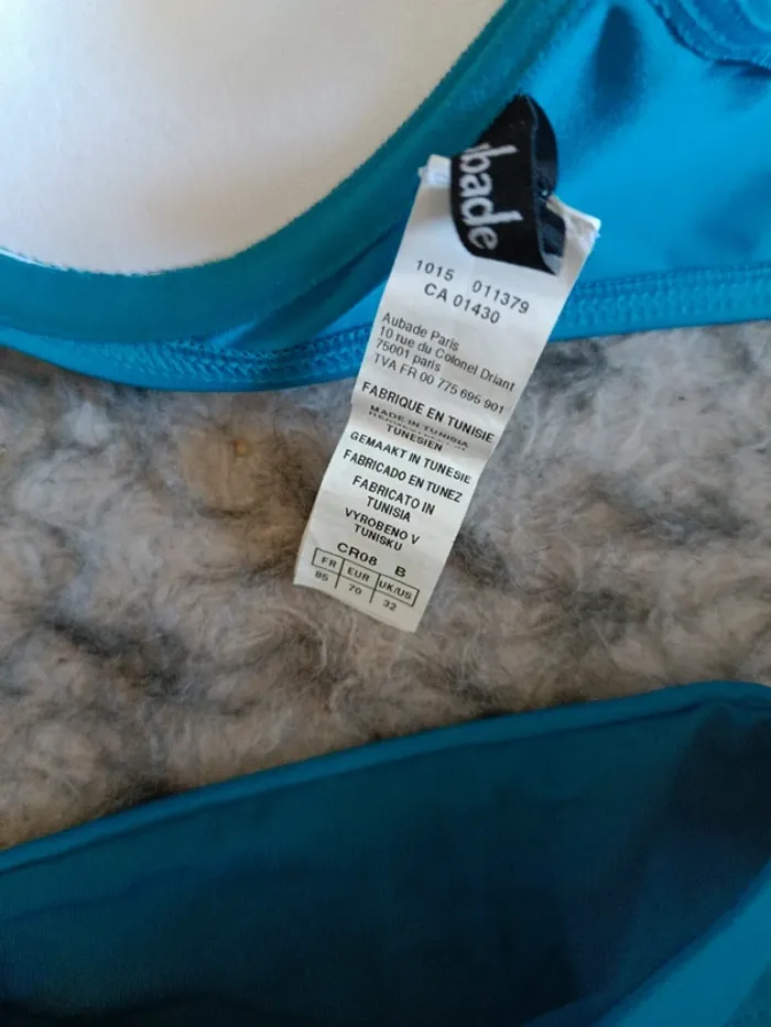 Magnifique maillot de bain Aubade deux pièces bleu turquoise neuf sans étiquette taille 1 et B85 - photo numéro 6