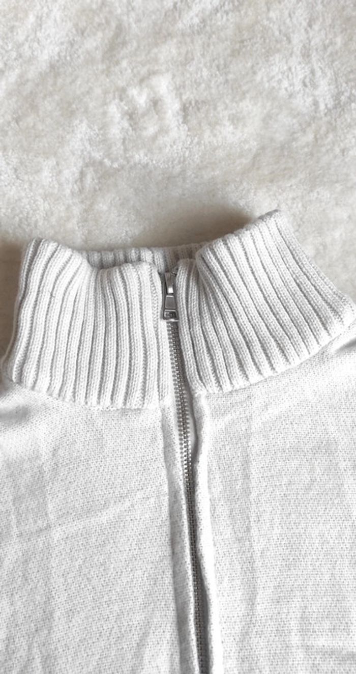 Poncho Cape à zip Cache cache taille unique gris et crème col montant - photo numéro 4