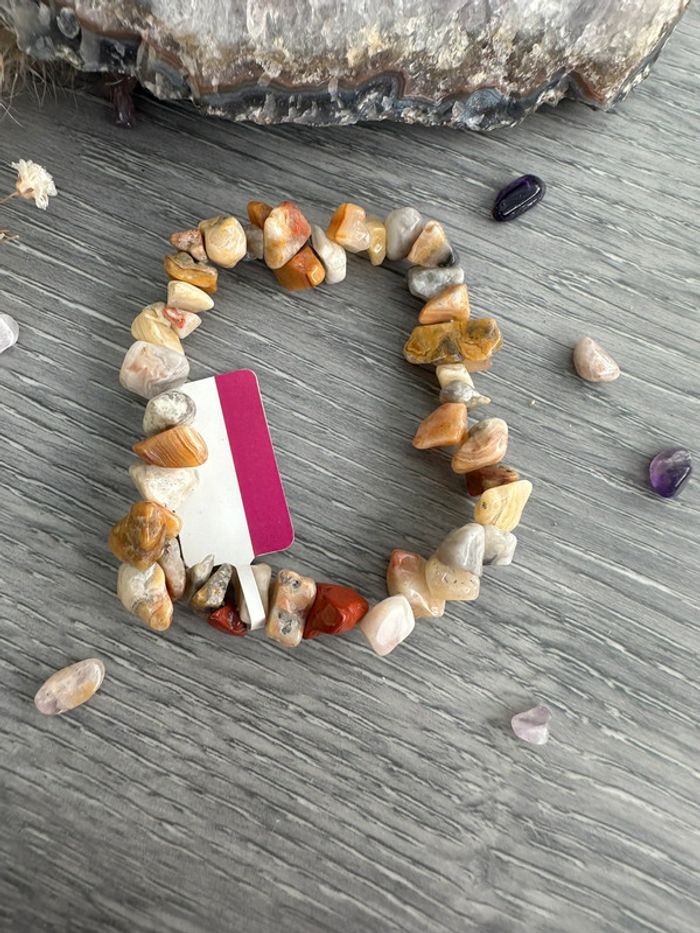 Bracelet en agate crazy lace véritable du Mexique – Pierre naturelle