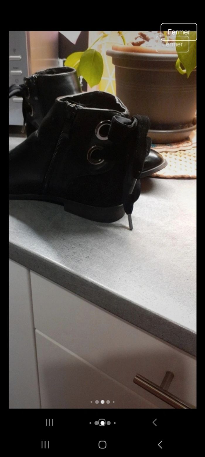 Très jolie bottines noir à nœud velours au talon - photo numéro 3