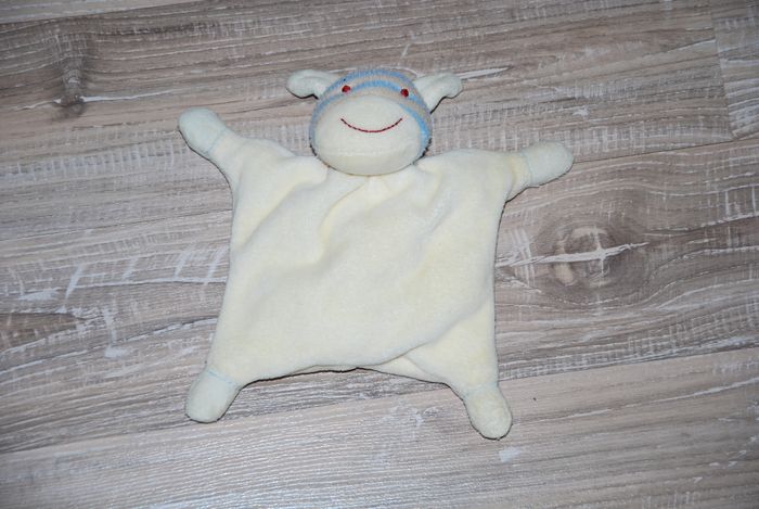 Doudou semi plat zébre cheval blanc bleu rayé beige KIABI