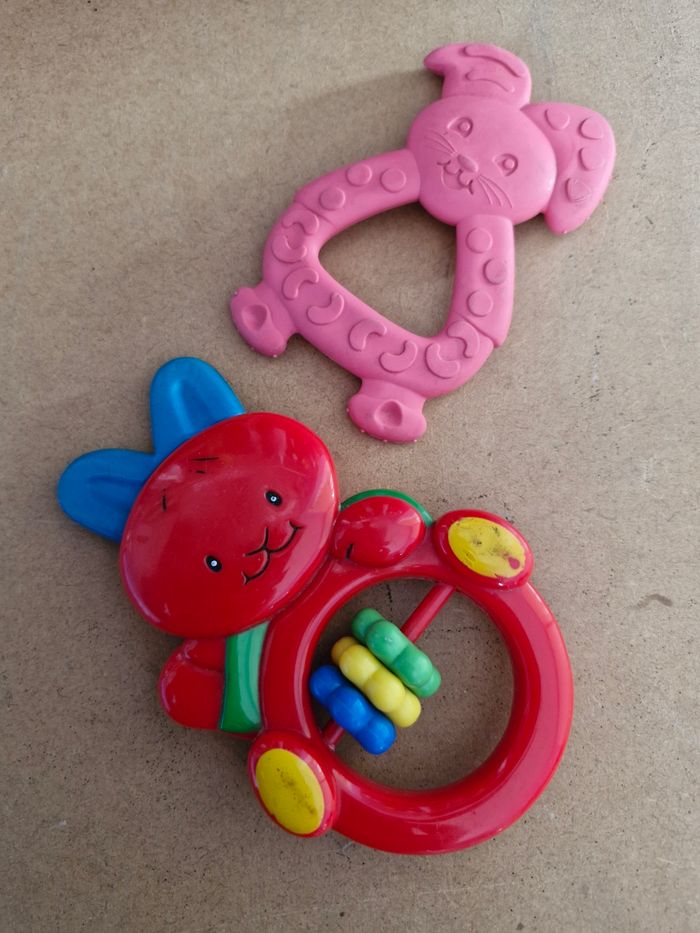 Duo de Hochets lapin sensoriel et dentition