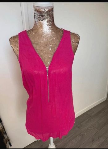 Débardeur matière blouse  rose fushia  Naf naf  36 Impeccable