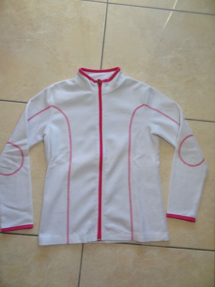Pull polaire blanc/rose T 14ans