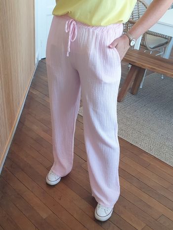 Pantalon gaze Rio rose jambes larges Taille unique