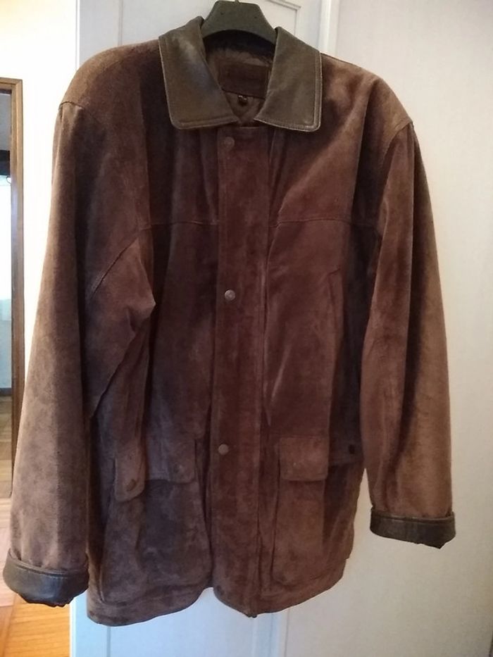 Veste en croûte de cuir marron