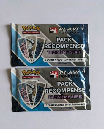 Pokémon lot de 2 boosters pack récompense série 3 troisième série Play league. Français, scellés