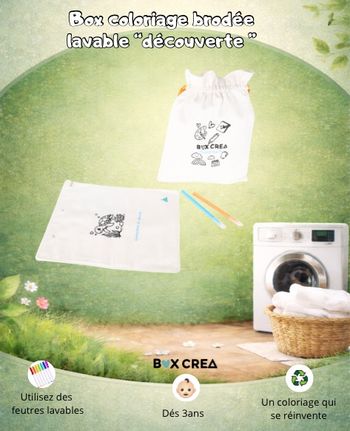 Box coloriage brodée lavable « découverte »