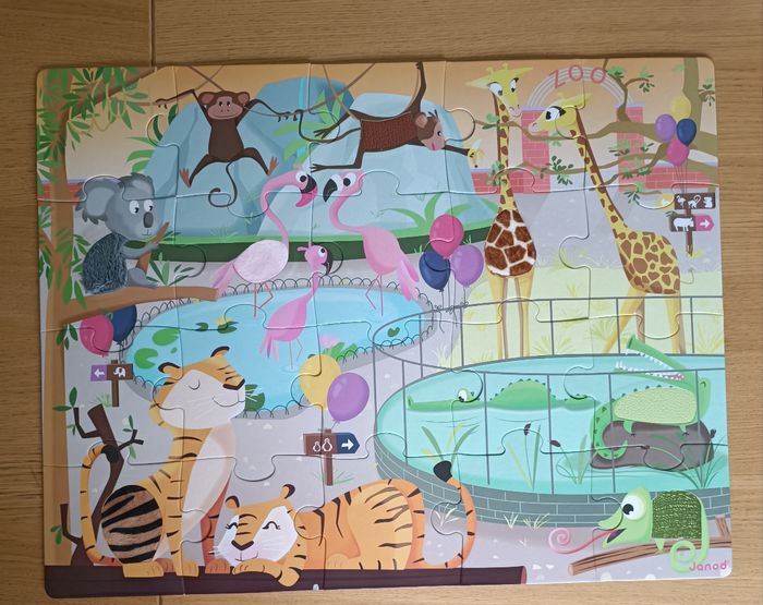 Puzzle géant tactile Janod "Journée au zoo" 20 pièces 2 ans - photo numéro 4