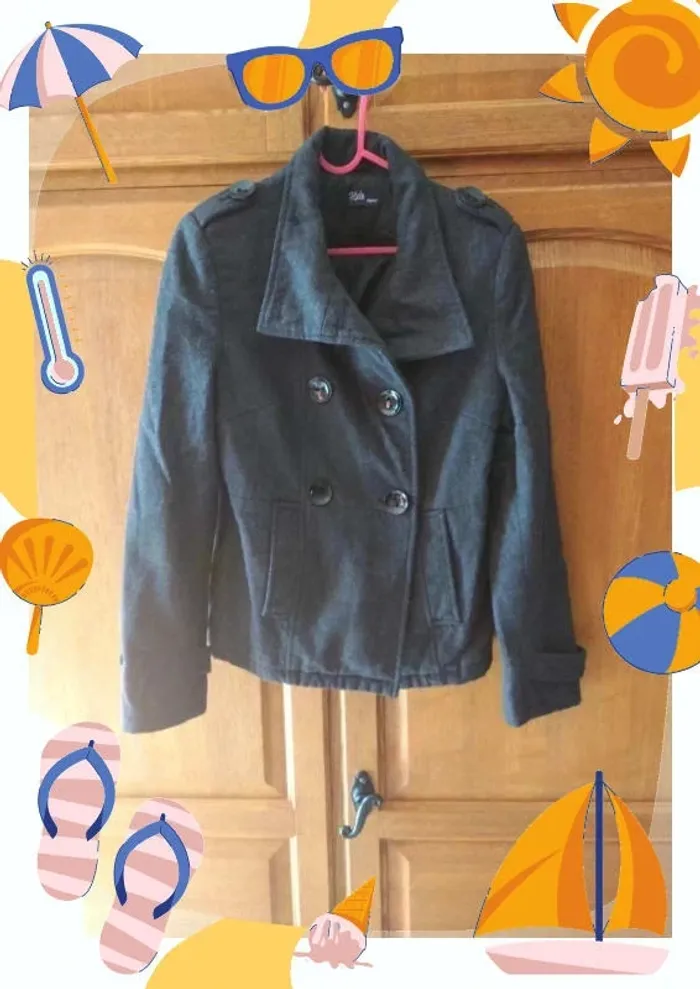 Veste caban court en laine femme