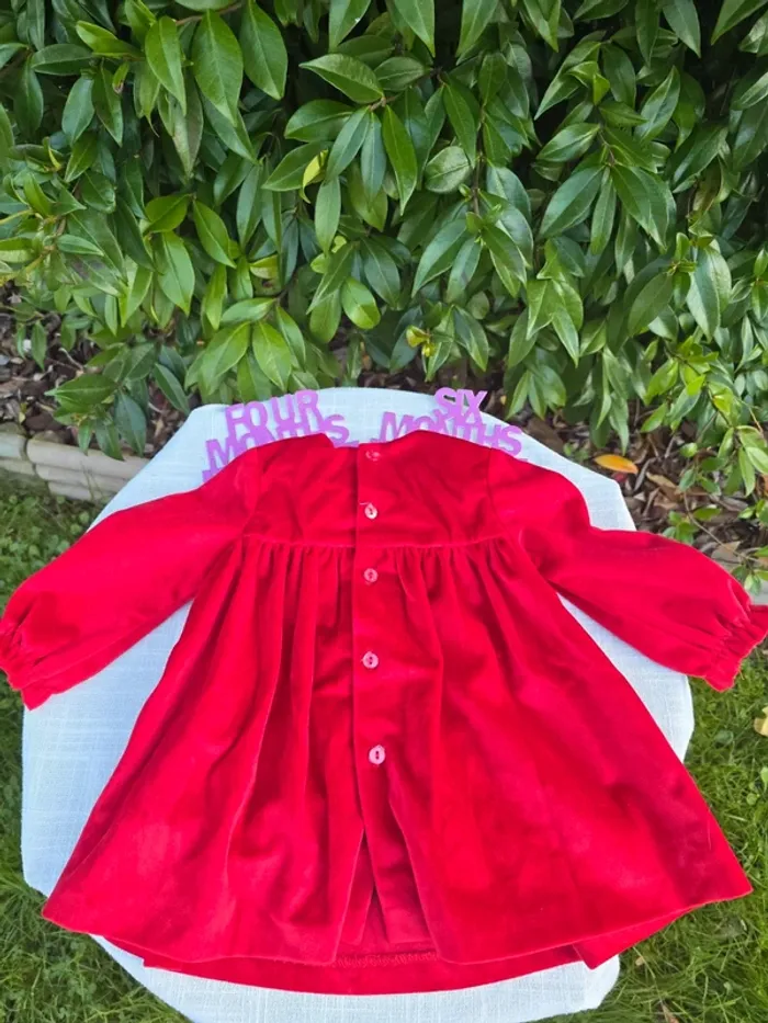 Adorable robe rouge bébé fille 4-6 mois - photo numéro 4