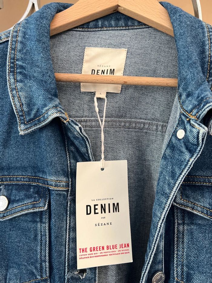 Sezane veste en jean wilfried taille L - photo numéro 2