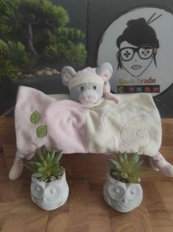 Doudou Knuffel Souris Gris Gipsy Bonnet Nuit Rose Mouchoir Plat #geektradedoudou