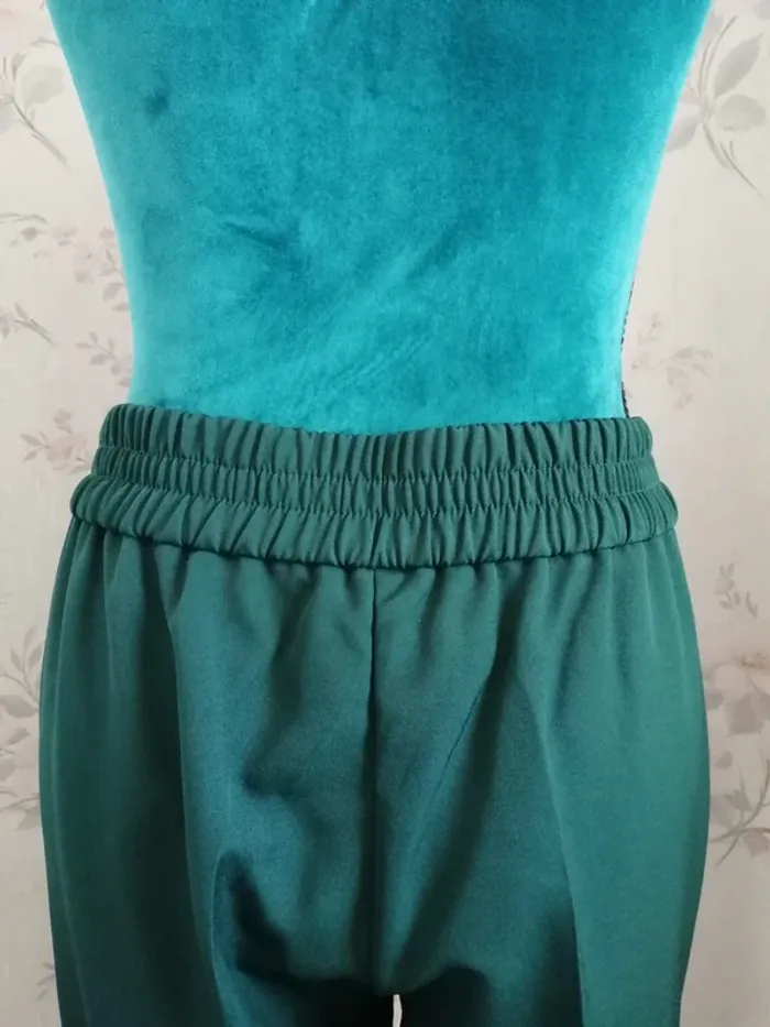 Pantalon droit habillé vert foncé avec poches lien a nouer et élastique derrière / gémo / (40) - photo numéro 7