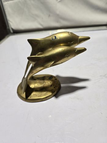 Sculpture décorative dauphins en laiton
