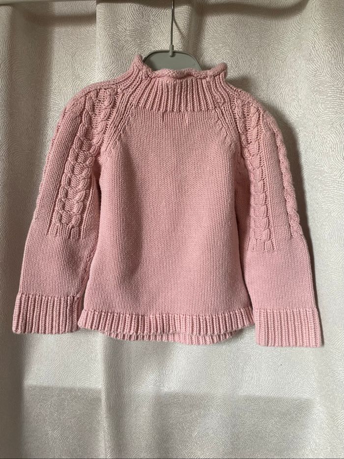 Pull torsades coton rose 3 ans vynil fraise - photo numéro 3