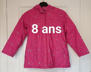 Manteau chaud hiver rose et étoiles grises 8 ans Nky