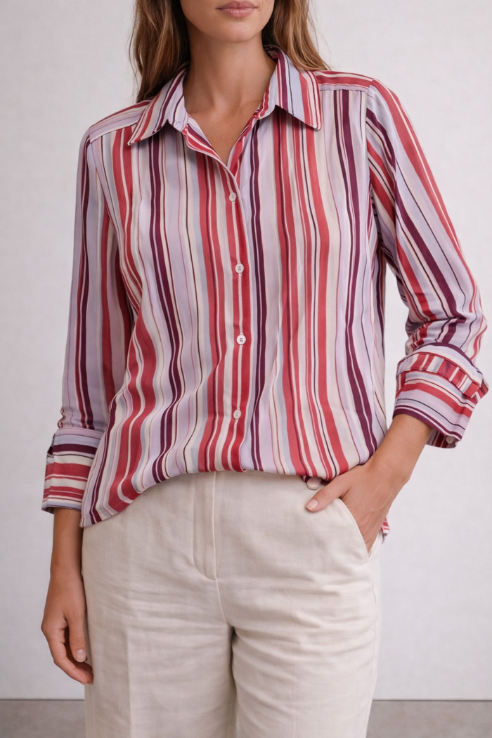 chemisier rayé avec sa petite cravate Taille 36 Camaieu Neuf