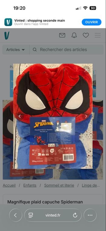 Plaid capuche Spiderman 