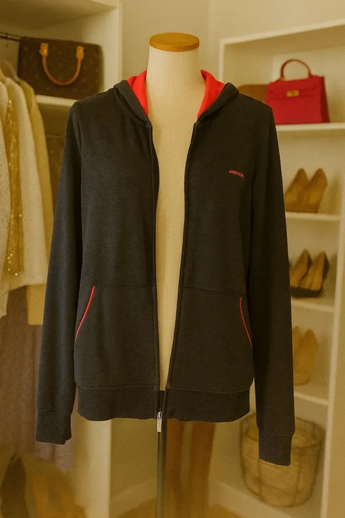 🩶 Sweat zippé gris à capuche