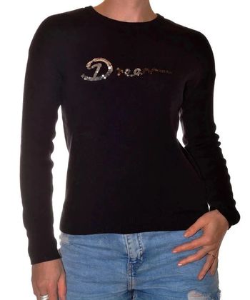 pull fin noir manches longues avec motif en sequins écrit Dream taille 38