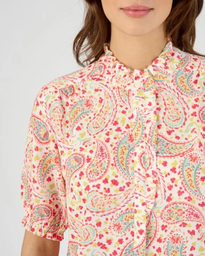 Chemisier fantaisie volantée - Pastel Indien - Damart - taille 46 - photo numéro 2