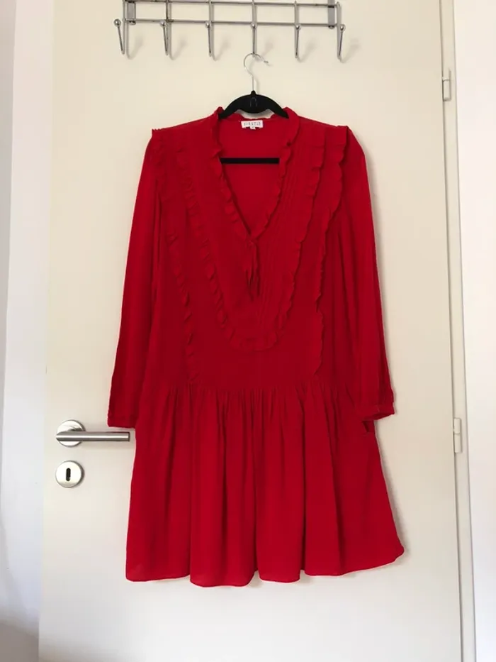 Robe à manches longues rouge Claudie Pierlot taille 36 - photo numéro 2