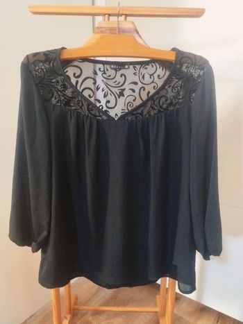 Jolie blouse fluide noire mousseline Bréal taille 38