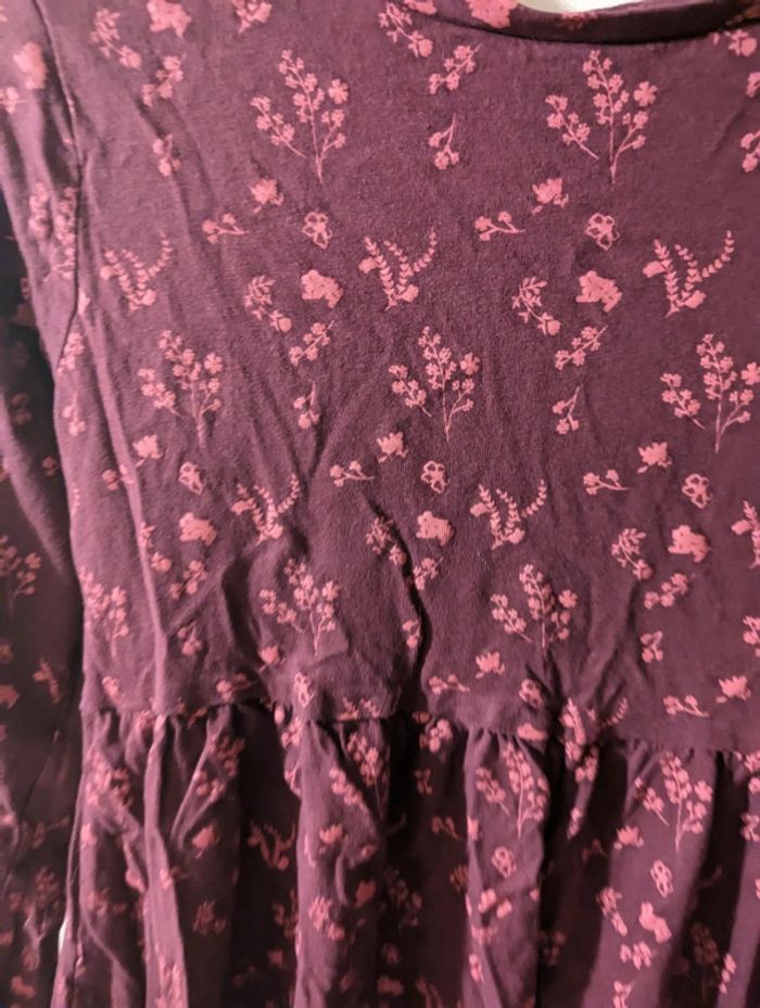 Robe bordeaux motif fleur - photo numéro 2