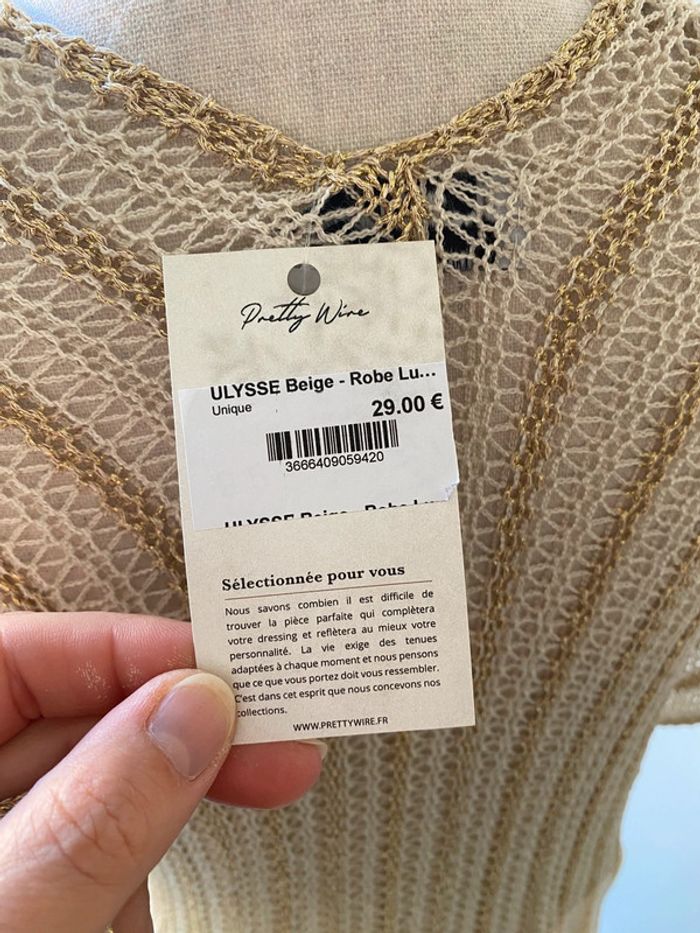 Robe longue crochet lurex dorée - photo numéro 3