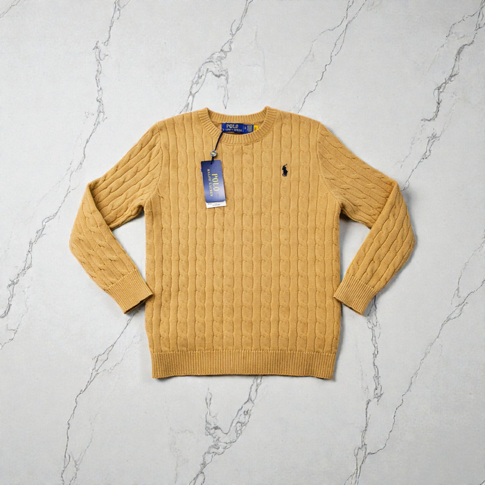 Col rond torsadé RALPH LAUREN - Taille L - Couleur Marron - NEUF - photo numéro 2