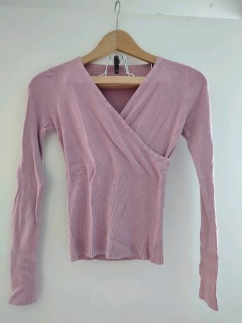 Pull rose coeur croisé taille 1