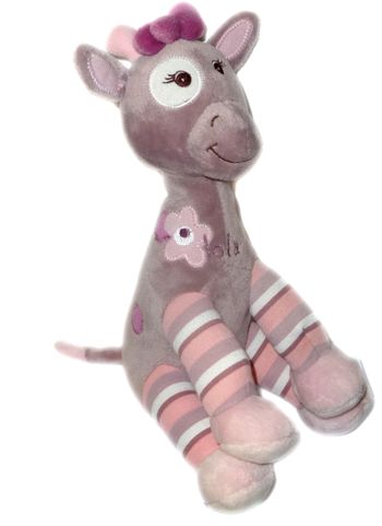 Bébisol Doudou peluche girafe rose mauve Arthur et Lola
