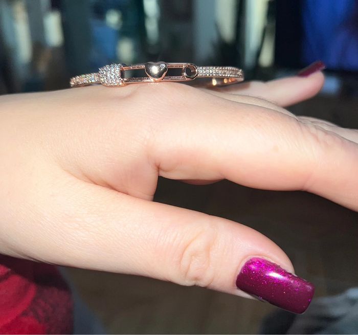 Bracelet rose gold cœur femme or jonc acier inoxydable bijou - photo numéro 2