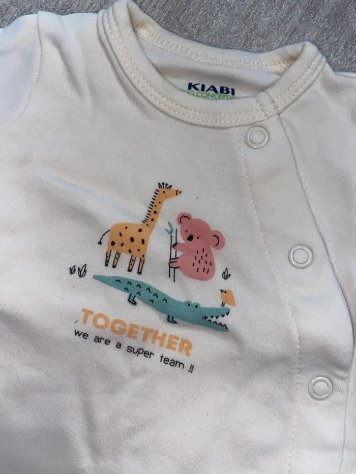 Pyjama écru Gémo – motif girafe et koala - photo numéro 3