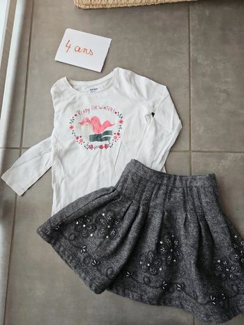 Ensemble noel fille jupe licorne pull 4 ans