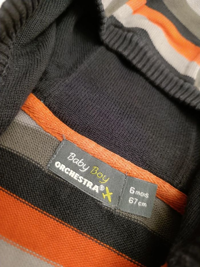 Gilet zippé à capuche rayée T. 6 mois Orchestra - photo numéro 5