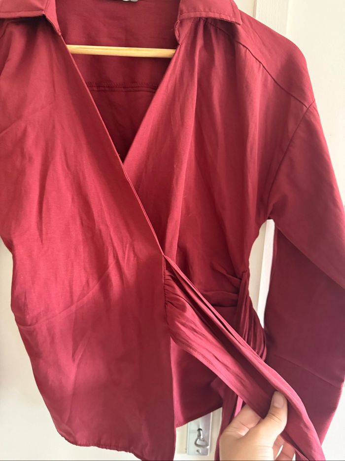 Chemise croisée bordeaux - photo numéro 4