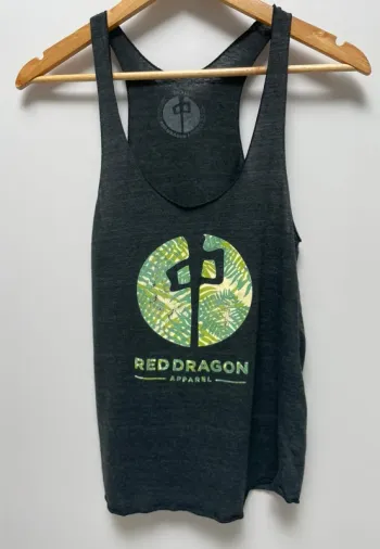 Red Dragon skateboard grey black tank top Womens S made in USA 🇺🇸
