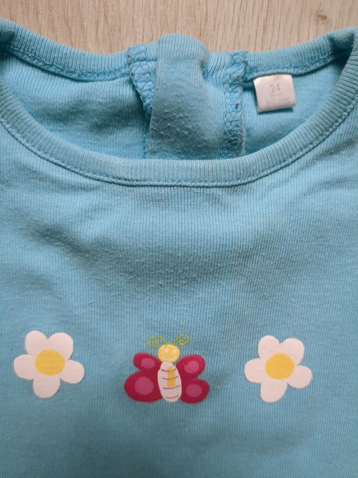 T-shirt bleu papillon 24 mois - photo numéro 2