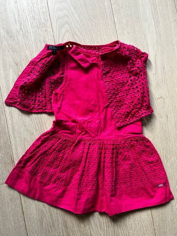 Robe fuchsia 3 ans fille Lili gaufrette et gilet