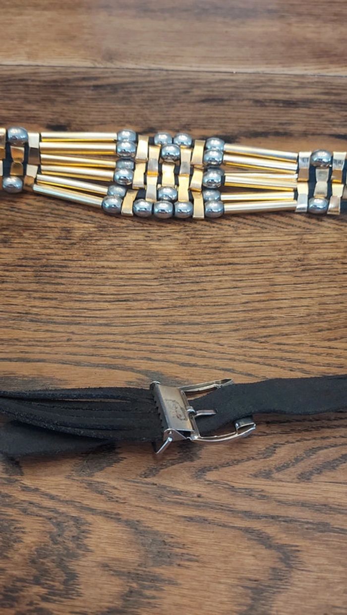 Ceinture en cuir noir avec application 90cm - photo numéro 18