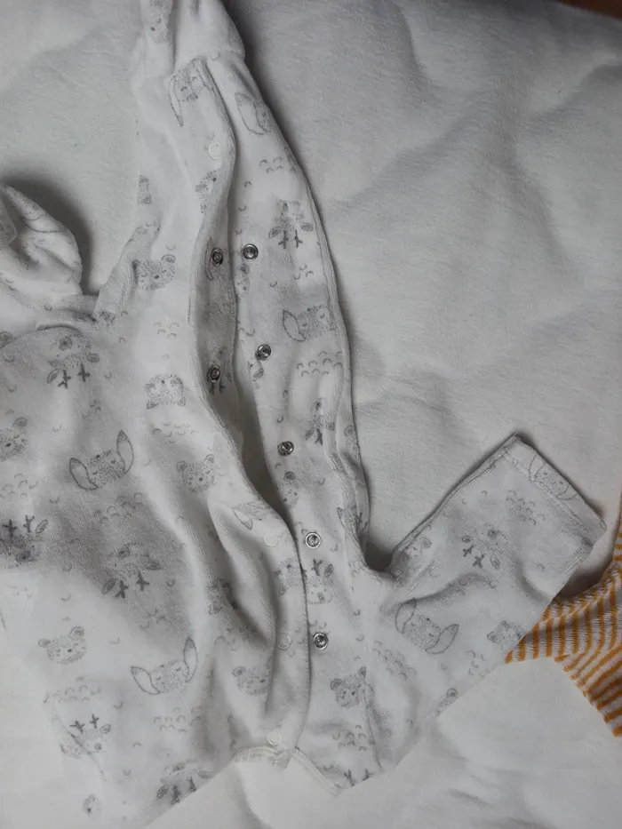 Lot 3 pyjamas éponge coton 1 mois - photo numéro 2