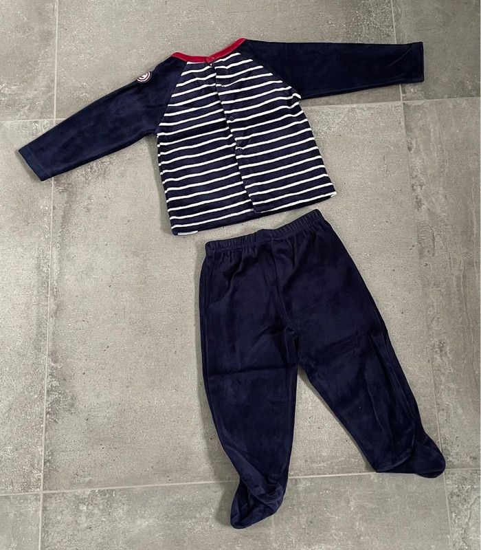 Pyjama 2 pièces « Little Marcel » bleu marine et rouge taille 9-12 mois-86 cm - photo numéro 2