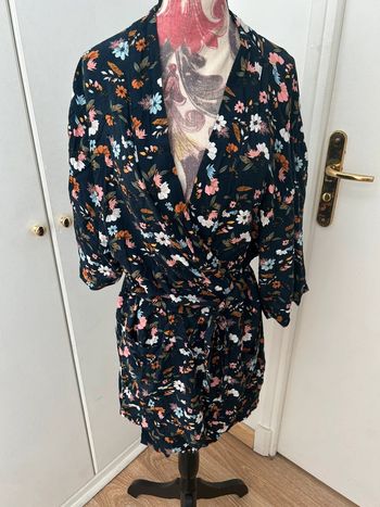 Haut tunique longue kimono - bleu - en viscose taille M