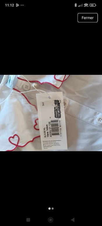 Chemisier fille petit bateau 