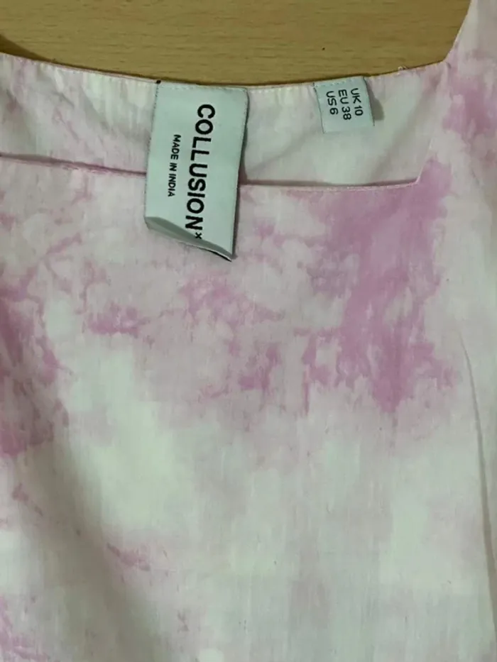 Robe trapèze blanche et rose - Collusion - Taille 38 - Taille M - photo numéro 5